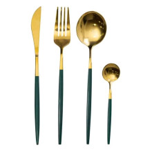 Набор столовых приборов 24 предмета столовый набор на 6 персон Золотистый с зеленым HP-20-48 Набор столовых приборов 24 предмета столовый набор на 6 персон Золотистый с зеленым HP-20-48