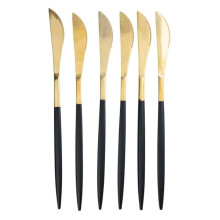 Набор столовых ножей 6 штук ножи сервировочные столовые 22.5 см Черный с золотом HP-20-6