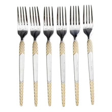 Набор десертных вилок 6 штук вилки десертные из нержавеющей стали 15.5 см Серебро с золотом HP-20-40