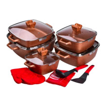 Набір з 5 алюмінієвих квадратних каструль з товстим дном MGC + лопатка, ополоник, рукавички та фартух HP-4-468 (LG-2358506250) Набір з 5 алюмінієвих квадратних каструль з товстим дном MGC + лопатка, ополоник, рукавички та фартух HP-4-468 (LG-2358506250)