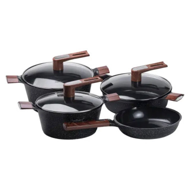 Набір для приготування з антипригарним покриттям 4 предмети, чорний HP33531B (LG-HP33531B)