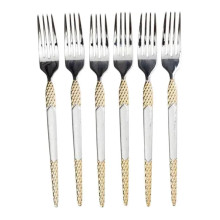 Набор столовых вилок 6 штук вилка из нержавеющей стали 21 см Серебро с золотом HP-20-38