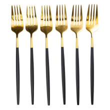 Набор столовых вилок 6 штук вилка столовая из нержавеющей стали 21.5 см Черный с золотом HP-20-4