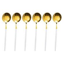 Набор столовых ложек 6 штук ложки столовые из нержавейки 21 см Белый с золотом HP-20-8