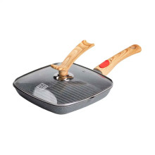 Алюмінієва сковорода-гриль 24 см зі скляною кришкою Квадрат сірий MGC HP-4-461G (LG-2358506385)