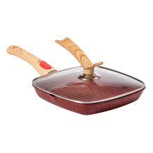 Алюмінієва сковорода-гриль 24 см зі скляною кришкою Square Red MGC HP-4-461R (LG-2358506386)