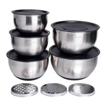 Набір мисок з нержавіючої сталі 5 штук з кришками і терками салатники з нержавійки 5/4/ 2.5/2/1.5 л LG-01/5PCS (LG-LG-01/5PCS) Набір мисок з нержавіючої сталі 5 штук з кришками і терками салатники з нержавійки 5/4/ 2.5/2/1.5 л LG-01/5PCS (LG-LG-01/5PCS)