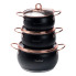 Набір каструль із нержавіючої сталі 2,6 л - 3,6 л - 6,1 л зі скляними кришками HP33525B (LG-HP33525B)