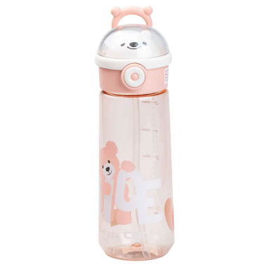 Пляшка для води 620 мл з трубочкою Рожева HP17300P (LG-2183918510)