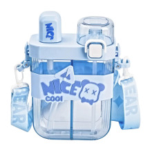 Пляшка для води 2 відділення з трубочкою 620 мл Синя (LG-2183918541)