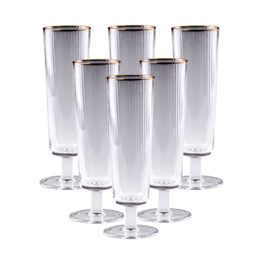 Келихи для шампанського із золотою облямівкою 6 штук по 300 мл HP82 (LG-2050941608)