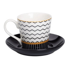 фарфоровая чашка с черным блюдцем 200 мл RX-N24708WH