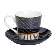 фарфоровая чашка с черным блюдцем 200 мл RX-N24708BW
