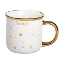 Чашка фарфоровая с золотым ободком и позолоченной ручкой 320 (мл) Good life Белая RX-N231506W