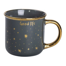 Чашка фарфоровая с золотым ободком и позолоченной ручкой 320 (мл) Good life Зеленая RX-N231506GR