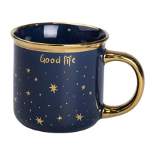 Чашка фарфоровая с золотым ободком и позолоченной ручкой 320 (мл) Good life Синяя RX-N231506BL