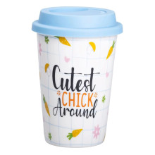 фарфоровый стакан с силиконовой крышкой и отверстием для трубочки 420 мл RX-N240546CA