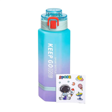 Пляшка для води Keep Going 650 мл з наклейками блакитна (LG-2394098914)