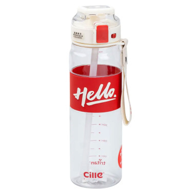 Пляшка для води 860 мл тритан з ремінцем і ручкою Червона HP17303R (LG-2183918519)