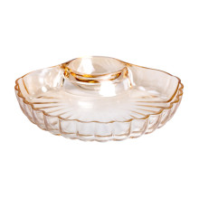 Стеклянное блюдо с соусником 21х19х3 см тарелка для суши коричневая HP-YH-1