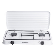 Настольная газовая плита на 2 конфорки мини газовая плита для баллонного газа Белая Sokany SK-6002