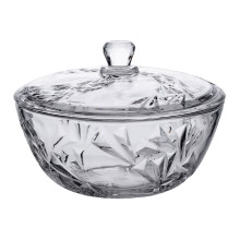 Салатница стеклянная с крышкой 24 см под хрусталь HP-YH-62