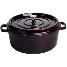 Кокотница чугунная эмалированная 6.5 л, бургунди Yiwu HP-FLG-13 burgundy (LG-HP-FLG-13 burgundy)