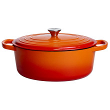 Гусятница чугунная эмалированная 6 л, оранжевый Yiwu HP-FLG-17 ORANGE (LG-HP-FLG-17 ORANGE)