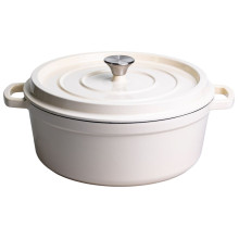 Кокотница чугунная эмалированная 7,5 л, бежевый Yiwu HP-FLG-7 WHITE (LG-HP-FLG-7 WHITE)