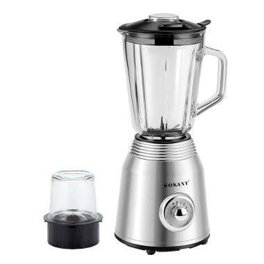 Блендер зі скляною чашею 1.5 літра для коктейлів та смузі портативний 4 режими швидкості 800 Вт Sokany SK186SS (LG-1889696168)