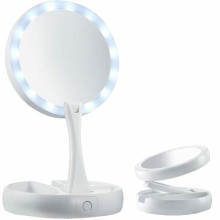 Зеркало для макияжа портативное с LED подсветкой круглое FOLD AWAY MV-4998 Белый 
