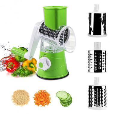 Овощерезка ручная для дома механическая кухонная для овощей Tabletop Drum Grater Kitchen Master Зеленая