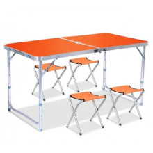 Стол для пикника раскладной Folding Table с стульями Оранжевый