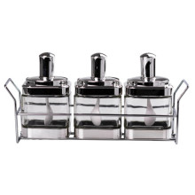 Банки для сипучих продуктів набір із 3 шт на металевій підставці HP531FS1030Y (LG-HP531FS1030Y) Банки для сипучих продуктів набір із 3 шт на металевій підставці HP531FS1030Y (LG-HP531FS1030Y)