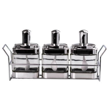 Банки для сипучих продуктів набір із 3 шт на металевій підставці HP531FS1030Y (LG-HP531FS1030Y)