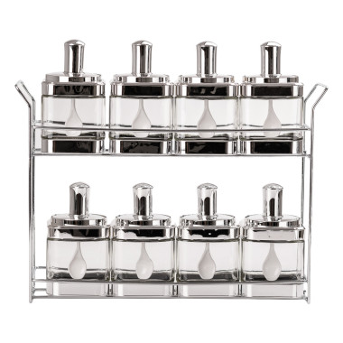 Банки для сипучих продуктів набір з 8 шт скляні ємності для зберігання з кришкою і ложкою HP531FS1034Y (LG-HP531FS1034Y)