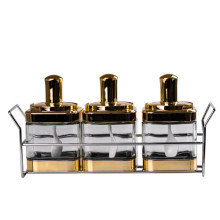 Банки для сипучих продуктів набір із 3 шт на металевій підставці, золото HP531FS1030J (LG-HP531FS1030J) Банки для сипучих продуктів набір із 3 шт на металевій підставці, золото HP531FS1030J (LG-HP531FS1030J)