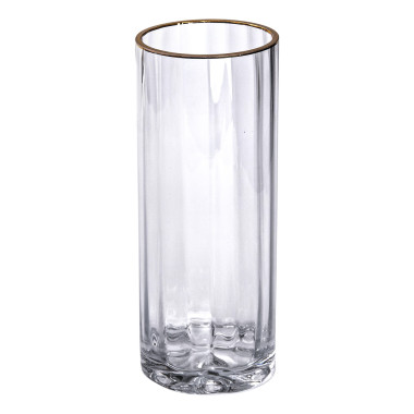 Декоративна ваза для квітів із прозорого скла із золотою окантовкою 25 см HP-1707 (LG-2350684491)