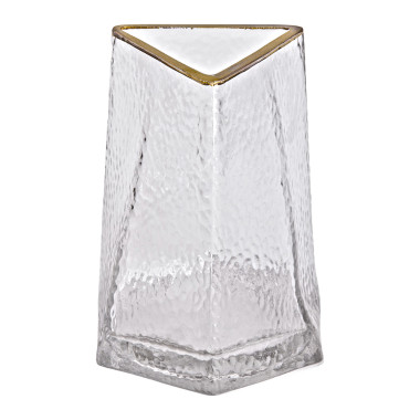 Скляна ваза для квітів, декоративний трикутник із золотою облямівкою, 16 см HP-1709 (LG-2350684493)