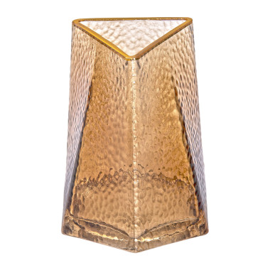 Декоративна трикутна скляна ваза із золотим обідком, 13 x 11,5 x 15,5 см HP-1710-1 (LG-2350684494)