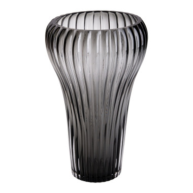 Скляна ваза для квітів, декоративна фігурна, сіра, 27 см HP-1719 (LG-2350684503)