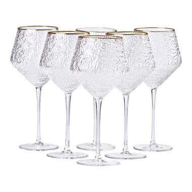 Набір фактурних келихів, 600 мл з тонкою ніжкою, комплект з 6, для вина HP-16-3 (LG-2350684517)