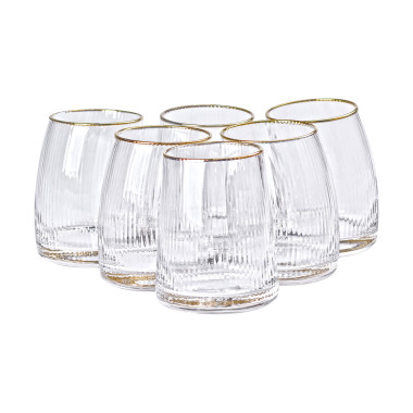 Набір із 6 склянок 400 мл із вигнутими стінками та вертикальним рифленням HP-16-20 (LG-2350684534)