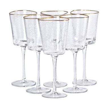 Набір з 6 келихів 350 мл, для вина із золотим обідком HP-16-22 (LG-2350684536)