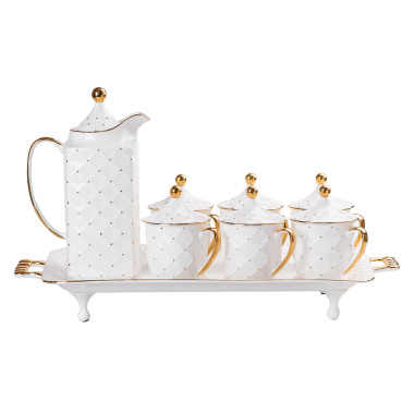 Чайний набір на 6 персон, із заварювальним чайником, білий HP-15-2 (LG-2350684542)