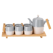 Чайний сервіз на 6 персон з бамбуковою підставкою сірий HP-15-22 (LG-2350684560) Чайний сервіз на 6 персон з бамбуковою підставкою сірий HP-15-22 (LG-2350684560)