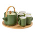 Чайний сервіз на 6 персон з бамбуковою обертовою підставкою, зелений HP-15-23 (LG-2350684561)