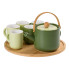 Чайний сервіз на 6 персон з бамбуковою обертовою підставкою, зелений HP-15-23 (LG-2350684561)