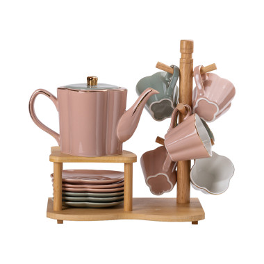 Чайний сервіз на 6 персон з бамбуковою підставкою HP-15-25 (LG-2350684563)