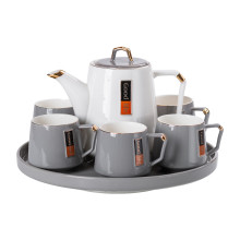 Чайний сервіз на 6 персон з порцелянаовою підставкою, сірий HP-15-26 (LG-2350684564) Чайний сервіз на 6 персон з порцелянаовою підставкою, сірий HP-15-26 (LG-2350684564)